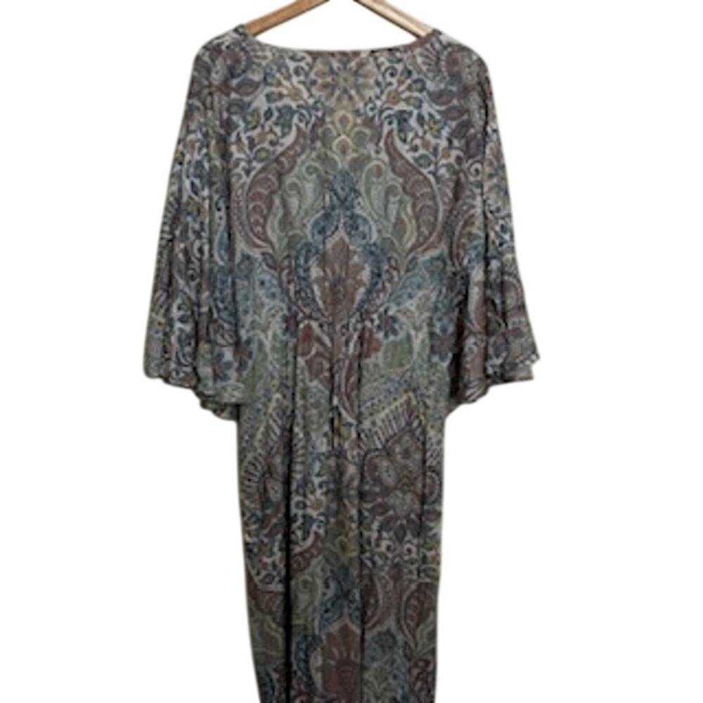 World Market Boho Maxi Dress Kimono Sleeve Paisley Print V Neck S/M Resort - Picture 6 of 9